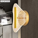 GobekUsa Minimal LED Gold Sconce - Metallic Geometric Wall Light for Living Room in White/Warm