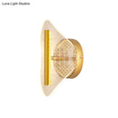 GobekUsa Minimal LED Gold Sconce - Metallic Geometric Wall Light for Living Room in White/Warm