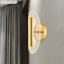 GobekUsa Minimal LED Gold Sconce - Metallic Geometric Wall Light for Living Room in White/Warm