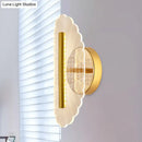 GobekUsa Minimal LED Gold Sconce - Metallic Geometric Wall Light for Living Room in White/Warm