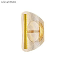GobekUsa Minimal LED Gold Sconce - Metallic Geometric Wall Light for Living Room in White/Warm
