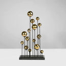 GobekUsa Geometric Golden Ball Sculpture: Metal Handicrafts Home Decor Ornament