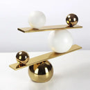 GobekUsa Geometric Golden Ball Metal Seesaw Ramp Figurines for Home Decor