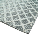 Hand Tufted Wool Area Rug with Ivory and Charcoal Geometric Modern Abstract Design by The Rug Decor