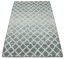 Hand Tufted Wool Area Rug with Ivory and Charcoal Geometric Modern Abstract Design by The Rug Decor