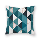 Modern geometric leaf flower pillowcase teal & blue living room decor by Decorbites