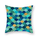 Modern geometric leaf flower pillowcase teal & blue living room decor by Decorbites