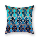 Modern geometric leaf flower pillowcase teal & blue living room decor by Decorbites