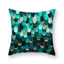 Modern geometric leaf flower pillowcase teal & blue living room decor by Decorbites