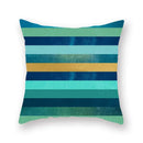 Modern geometric leaf flower pillowcase teal & blue living room decor by Decorbites