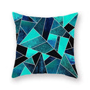 Modern geometric leaf flower pillowcase teal & blue living room decor by Decorbites
