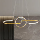 GobekUsa Modern Geometric LED Dining Room Island Light: Metal Hanging Lamp in Black/Gold with Warm/White Light Kit