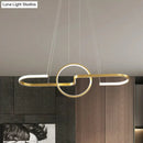 GobekUsa Modern Geometric LED Dining Room Island Light: Metal Hanging Lamp in Black/Gold with Warm/White Light Kit