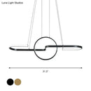 GobekUsa Modern Geometric LED Dining Room Island Light: Metal Hanging Lamp in Black/Gold with Warm/White Light Kit