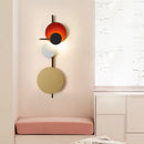 GobekUsa Adjustable Metallic LED Wall Light: Contemporary Sconce Fixture for Living Room in Red/Pink/Blue
