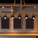 GobekUsa Modern Geometric Metallic Island Pendant Lamp with Jute Rope Cord for Dining Room