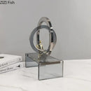 GobekUsa Crystal Geometric Ring Chair Base Decor - Golden Figurine Statue for Room Aesthetic