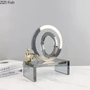 GobekUsa Crystal Geometric Ring Chair Base Decor - Golden Figurine Statue for Room Aesthetic