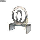 GobekUsa Crystal Geometric Ring Chair Base Decor - Golden Figurine Statue for Room Aesthetic