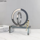 GobekUsa Crystal Geometric Ring Chair Base Decor - Golden Figurine Statue for Room Aesthetic