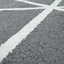 Modern Geometric Rug for Living-Room in Anthracite White