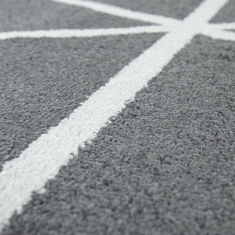 Modern Geometric Rug for Living-Room in Anthracite White