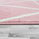 Modern Geometric Rug for Living-Room in Pink White