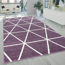 Modern Geometric Rug for Living-Room in Purple White