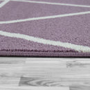 Modern Geometric Rug for Living-Room in Purple White