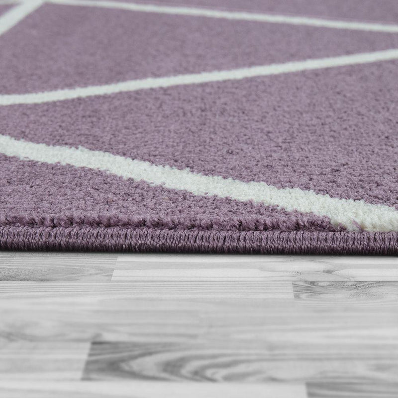 Modern Geometric Rug for Living-Room in Purple White