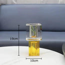 GobekUsa Geometric Square Glass Vase Artificial Flowers Modern Floral Arrangement
