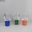 GobekUsa Geometric Square Glass Vase Artificial Flowers Modern Floral Arrangement