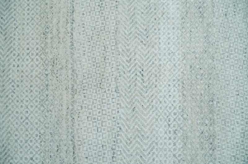 Modern Geometric Trellis Scandinavian 8x10 Hand Knotted  Silver, Ivory and Gray Wool Area Rug | TRDCP955810