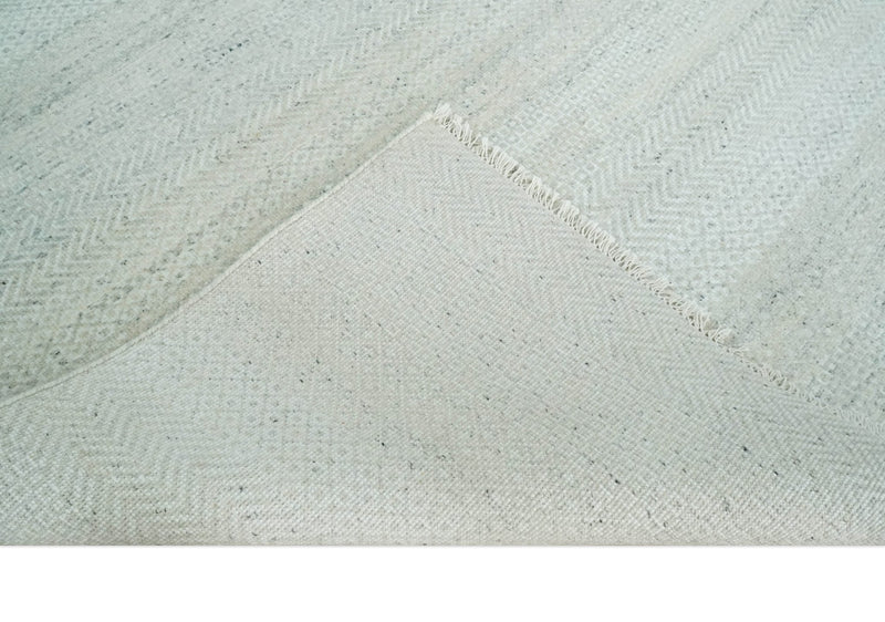 Modern Geometric Trellis Scandinavian 8x10 Hand Knotted  Silver, Ivory and Gray Wool Area Rug | TRDCP955810