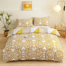 GobekUsa Geometric Triangle Block Print Bedding Set with 2 Pillowcases for Queen/King Double Bed