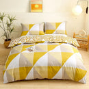 GobekUsa Geometric Triangle Block Print Bedding Set with 2 Pillowcases for Queen/King Double Bed