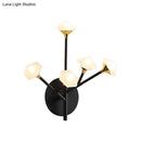 GobekUsa Modern Geometric Wall Sconce with 5 Black/Gold Lights and Branching Acrylic Shade Design