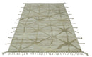 Modern Geometrical 5.3x7.8 Ivory and Beige Hand Knotted wool area rug
