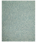 Modern Geometrical 8x10 Teal and Ivory Hand Tufted wool area rug