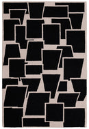 Modern Geometrical Black Hand Tufted Wool Area Rug