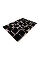 Modern Geometrical Black Hand Tufted Wool Area Rug