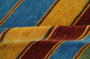 Modern Geometrical Blue, Gold, Brown and Green Stripes Design Hand loom 4.6x7 wool Area Rug by The Rug Decor