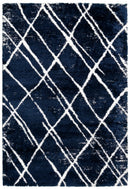 Modern Geometrical Blue Machine Woven 5x7 Area Rug