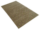 Modern Geometrical Brown, Olive and Charcoal Hand Knotted 5x8 Wool and Silk Area Rug