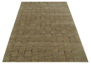 Modern Geometrical Brown, Olive and Charcoal Hand Knotted 5x8 Wool and Silk Area Rug