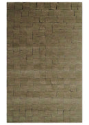 Modern Geometrical Brown, Olive and Charcoal Hand Knotted 5x8 Wool and Silk Area Rug