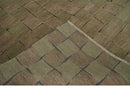 Modern Geometrical Brown, Olive and Charcoal Hand Knotted 5x8 Wool and Silk Area Rug