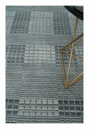 Charcoal Gray Silver Blended Wool Area Rug 8x10 - Handwoven Scandinavian Geometric Flatwoven