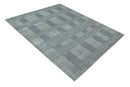 Charcoal Gray Silver Blended Wool Area Rug 8x10 - Handwoven Scandinavian Geometric Flatwoven