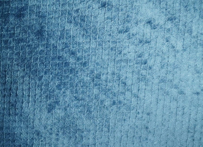 Modern Geometrical Cross Square Hand Made 2x3 Aqua Blue Art silk Area Rug